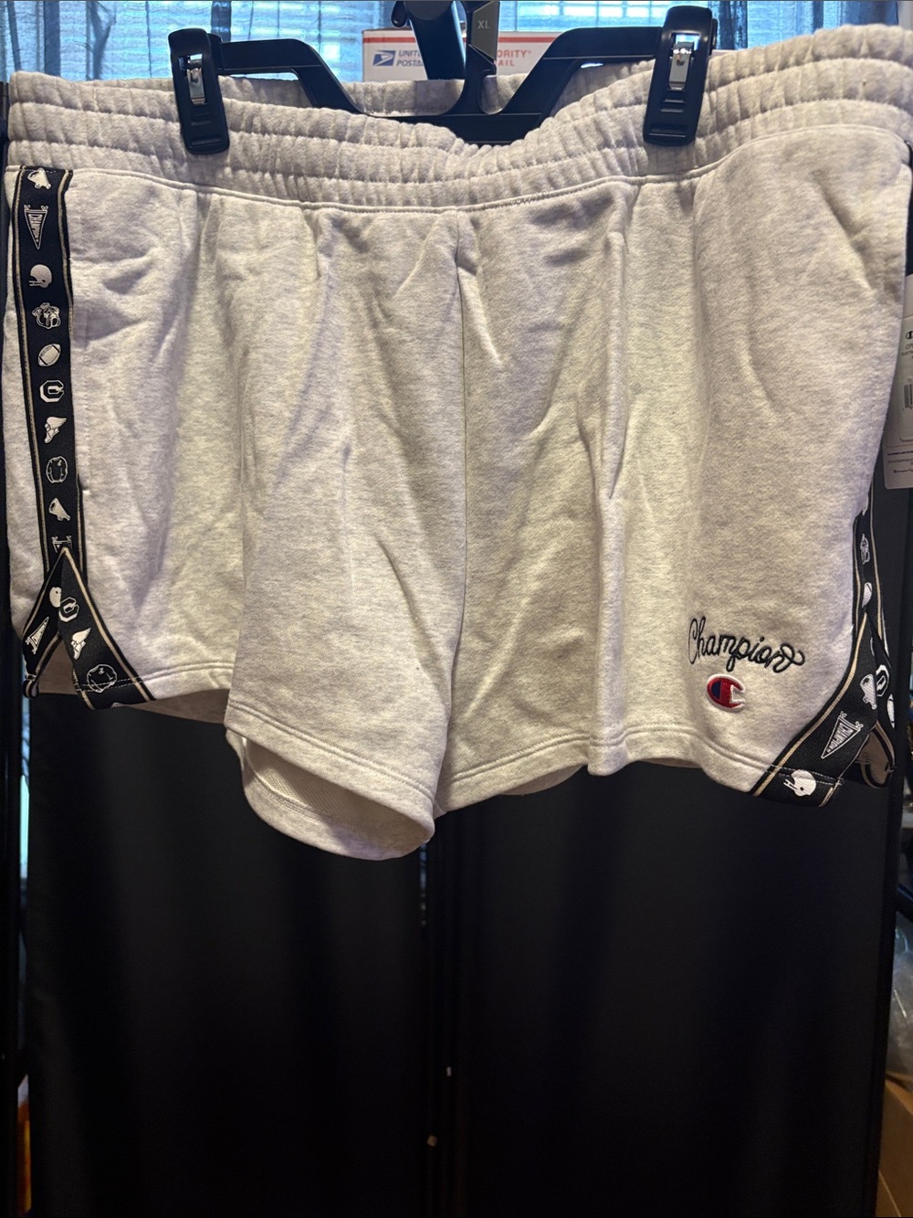 Champion Light Gray Terry Athletic Shorts with Black Trim Size 1X